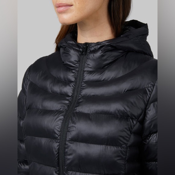 NWT 32 Degrees mid-length black hooded puffer jacket - Picture 2 of 8